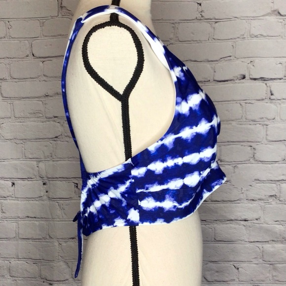 Freshwater Blue Tie Dye Tunnel Back Longline Swim Top XXL NWT - Picture 10 of 16